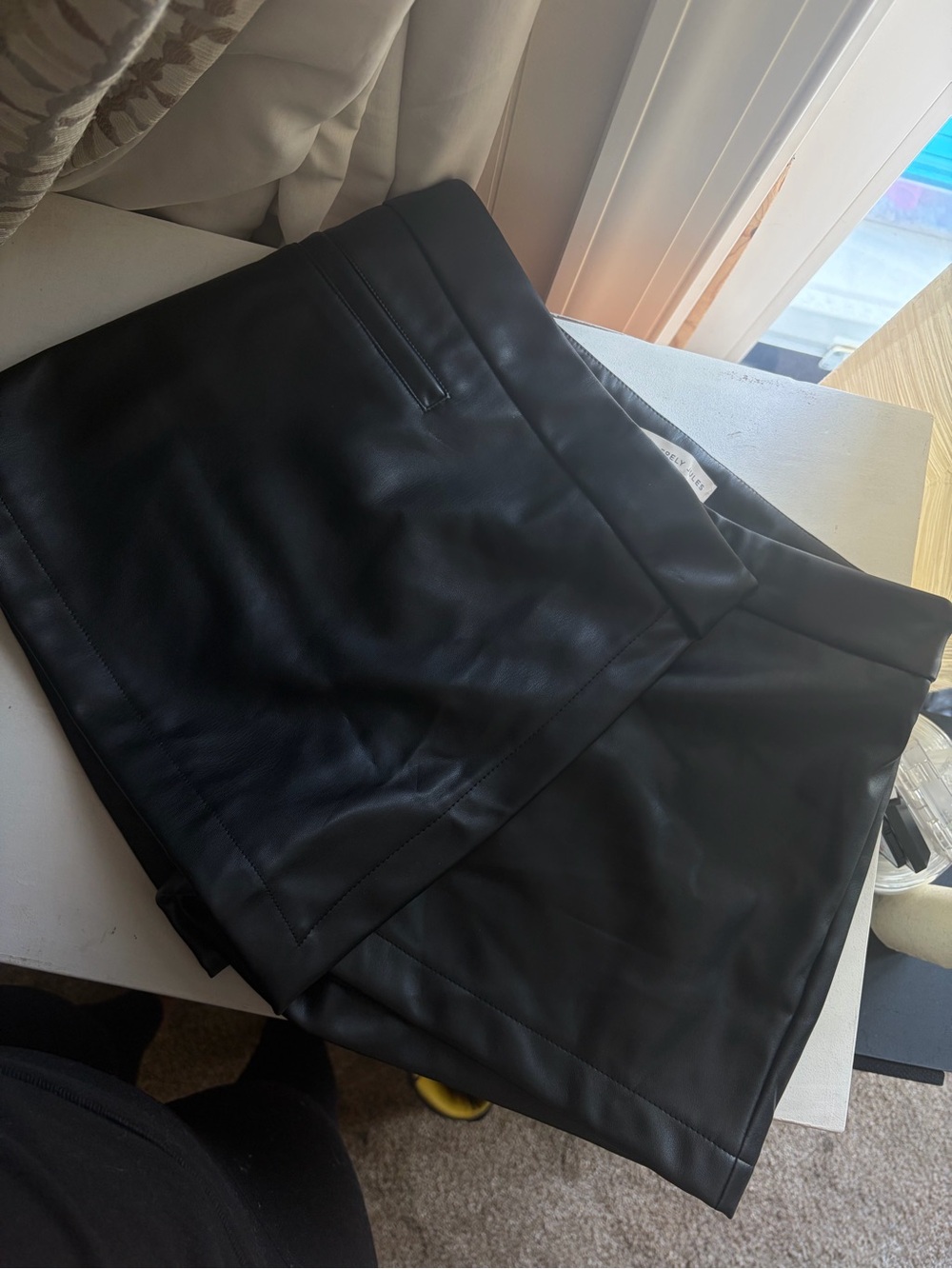 Sincerely Jules Black Faux Leather Mini Skort